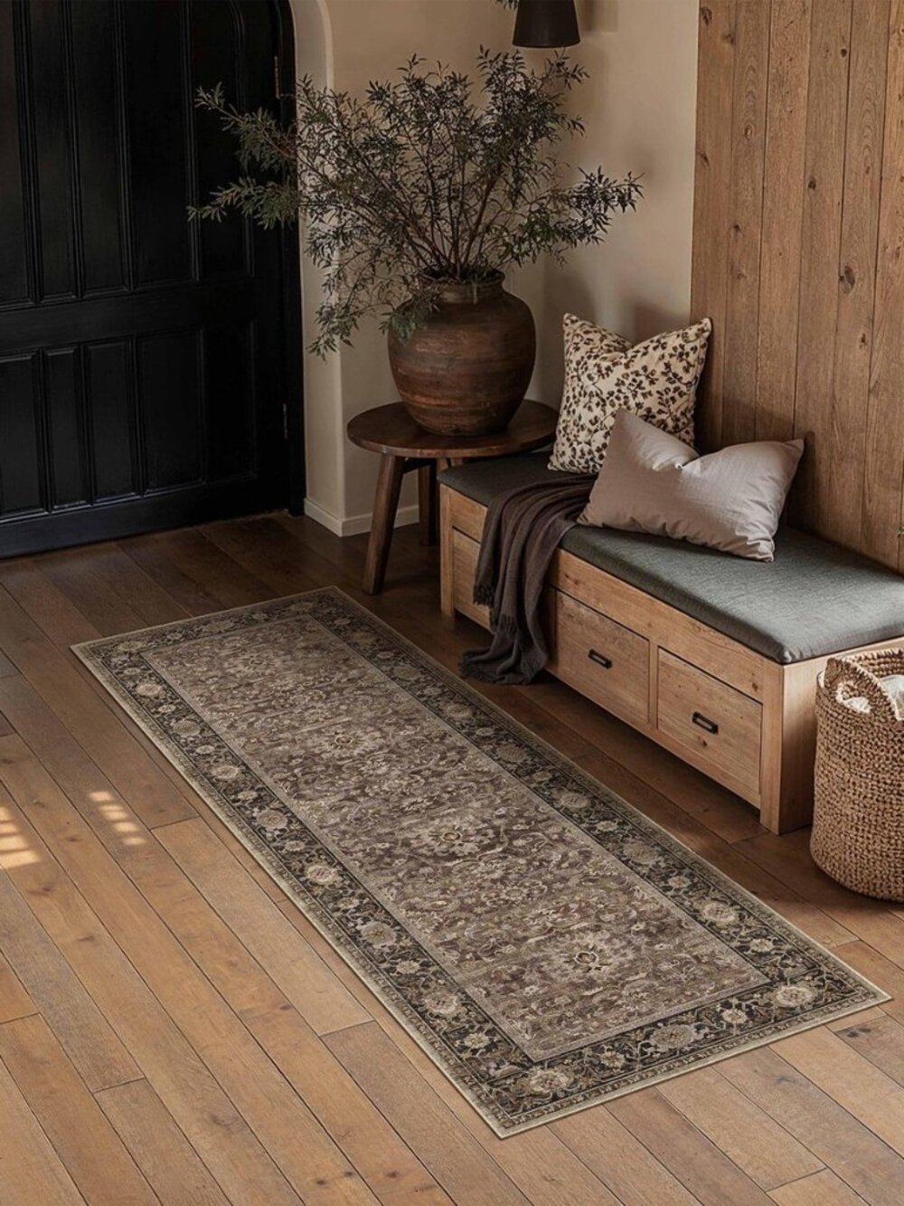 Brown Washable 2x6 Runner Rugs for Hallway Entryway